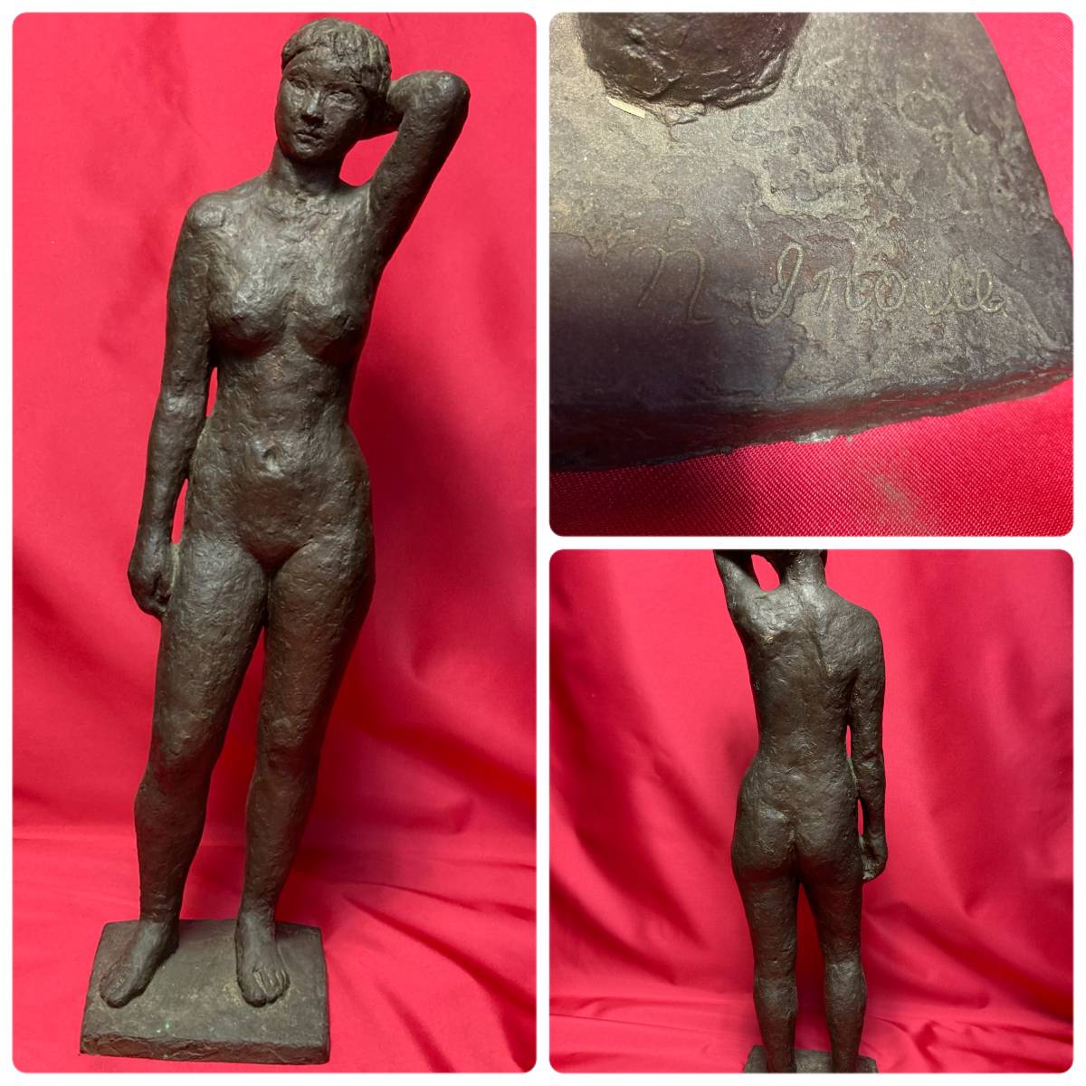24　女性裸体ブロンズ像　ｎ.Inoue　裸婦像　重量　30.5kg　大きさ　24×20×92.5cm　大型作品　彫刻　置物