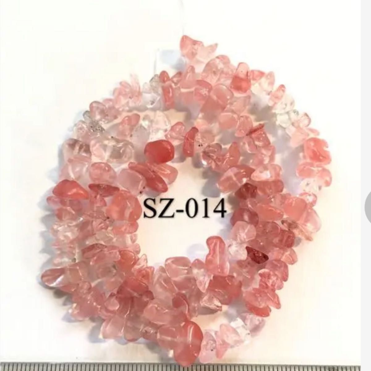 赤水晶さざれ石　　約5×8mm、38cm連売り