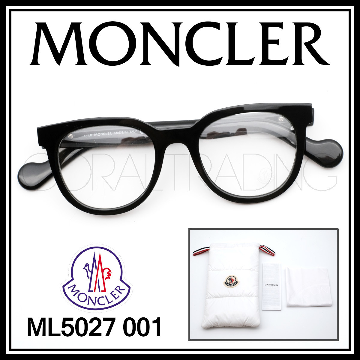 23439 モンクレール ML5027 ブラック セルフレーム 黒縁メガネ 眼鏡-