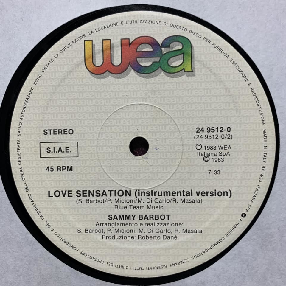 ◆ Sammy Barbot - Love Sensation ◆12inch スペイン盤 DISCOヒット!!_画像2