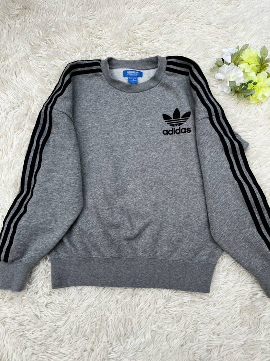 美品　アディダス　adidas トレフォイル　スリーライン　おしゃれ　スウェット　セットアップ　ハーフパンツ　M 裏起毛_画像2