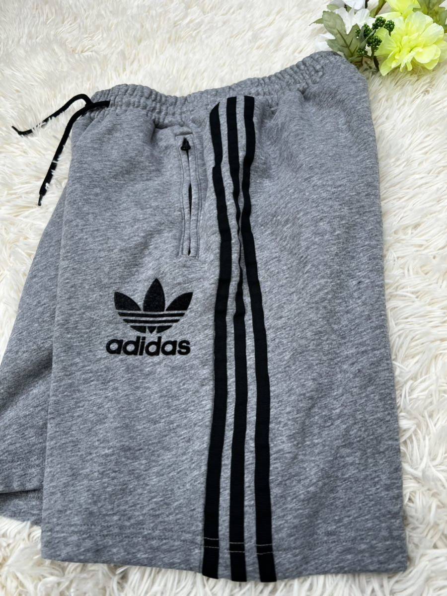 美品　アディダス　adidas トレフォイル　スリーライン　おしゃれ　スウェット　セットアップ　ハーフパンツ　M 裏起毛_画像7