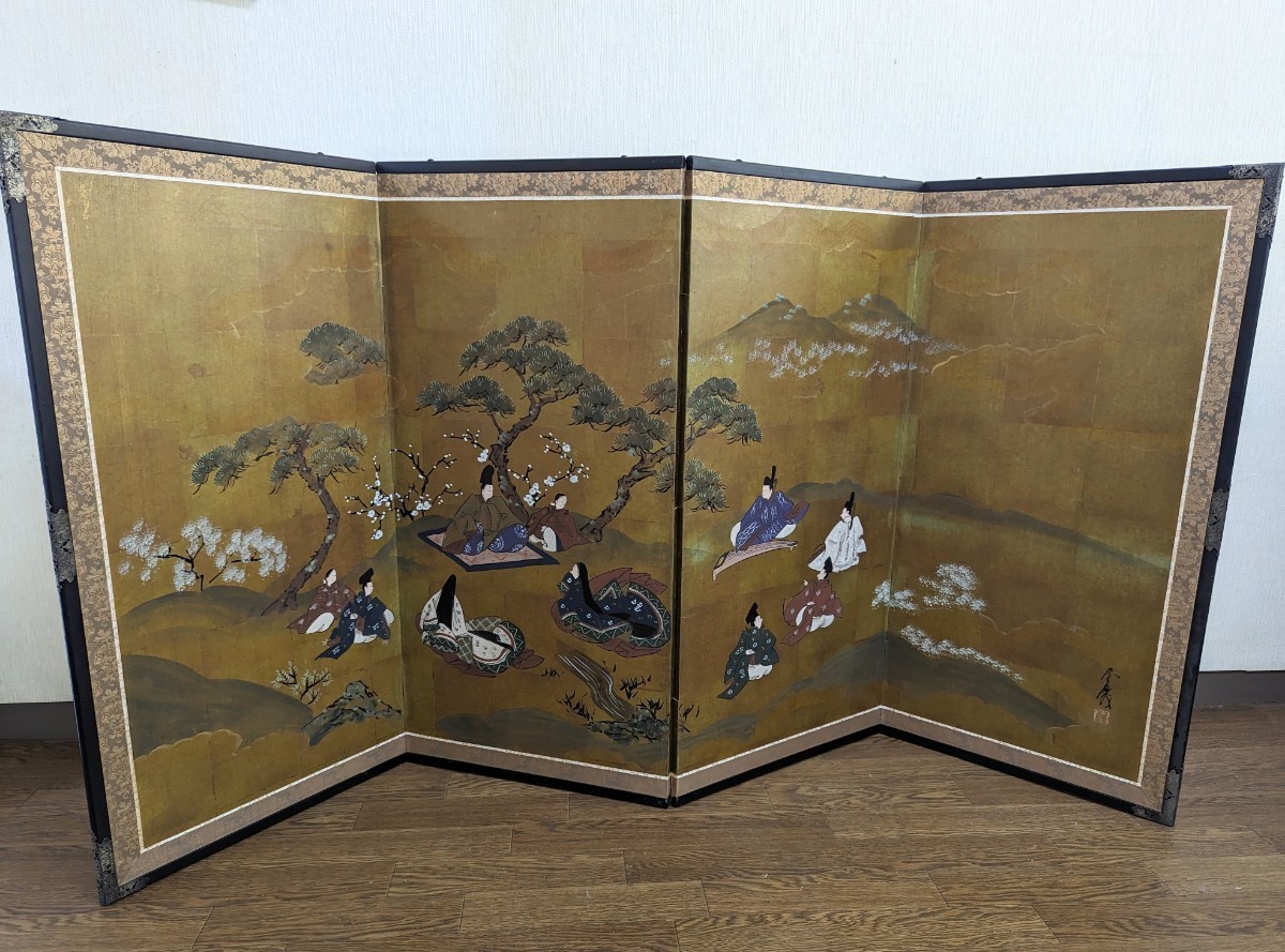 ヤフオク! - 1円〜 屏風 日本画 屏風絵 パーティション インテリア
