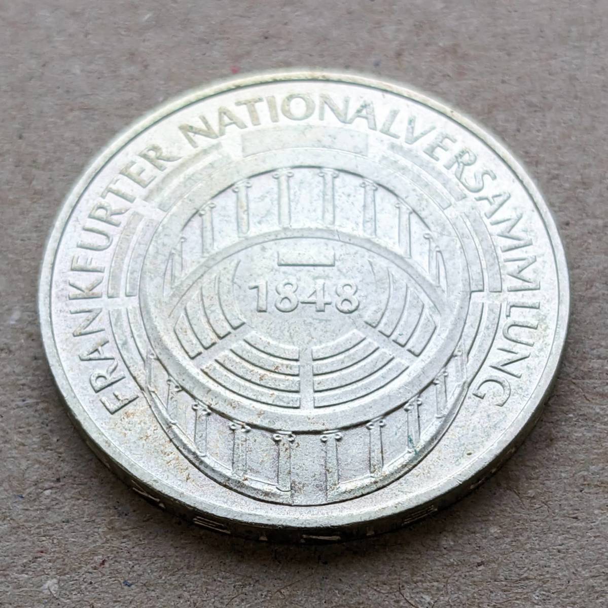 1973年 西ドイツ フランクフルト議会設立125周年 銀貨 UNC カールスルーエミント_画像3