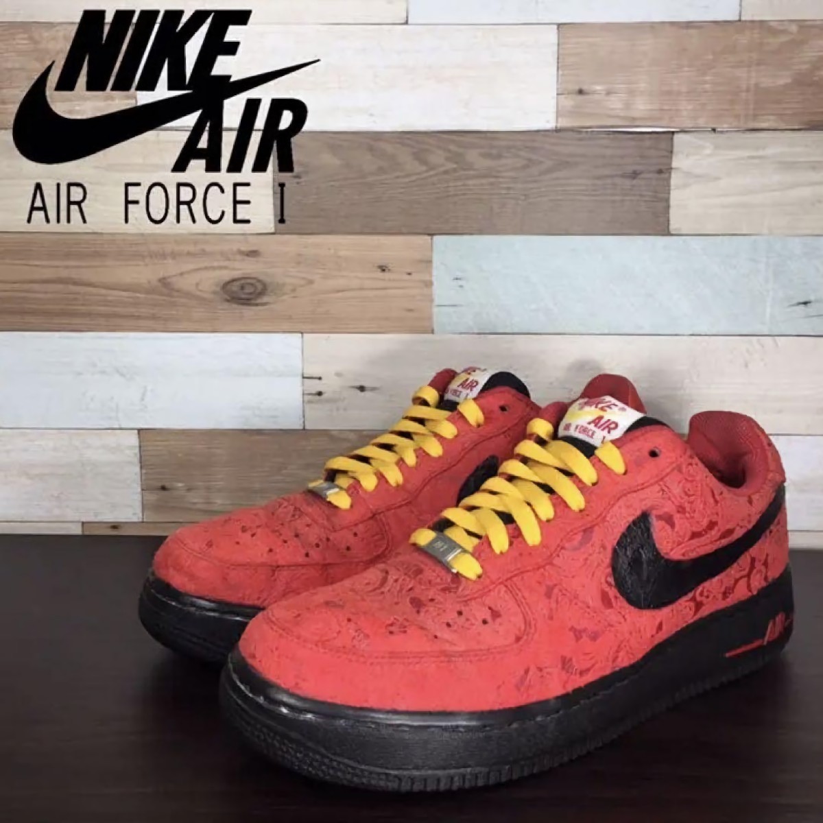 NIKE AIR FORCE 1 '07 UNIVERSITY ナイキ エアフォース1 ユニバーシティ レッド 赤 ブラック 黒 ペイズリー U08800 488298-617 26cm