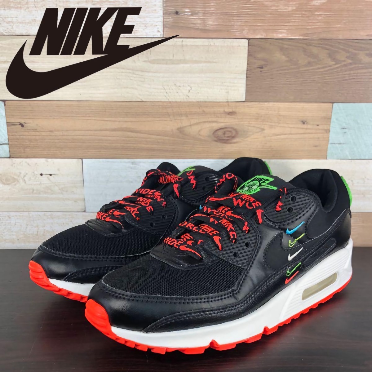 NIKE AIR MAX 90 WORLD WIDE PACK ナイキ エアマックス90 ワールド ワイド パック ブラック 黒 レッド 赤 U09253 CK7069-001 25cm