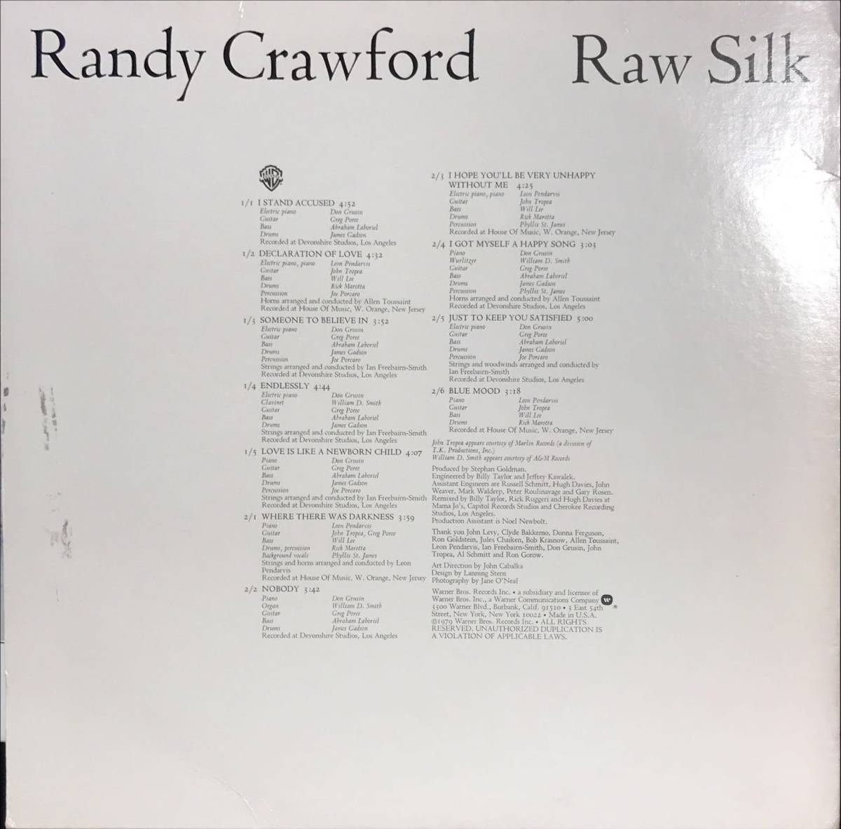 Randy Crawford Raw Silk US ORIG_画像2