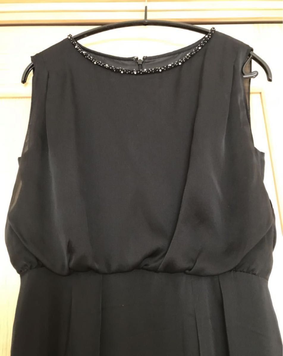 ANAYI アナイ　ワンピース　シルクブラックドレス　黒　ビジュー　38 絹　美品