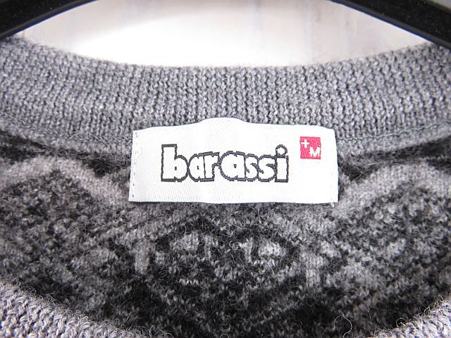 美品　barassi　バラシ　毛１００％　ニットセーター　スカル　日本製　グレー　S_画像4