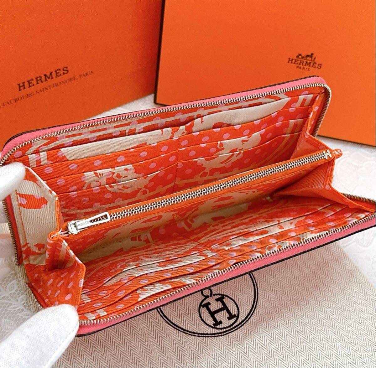 小銭入れ 未使用】 HERMES エルメス 長財布 アザップ ロング シルク