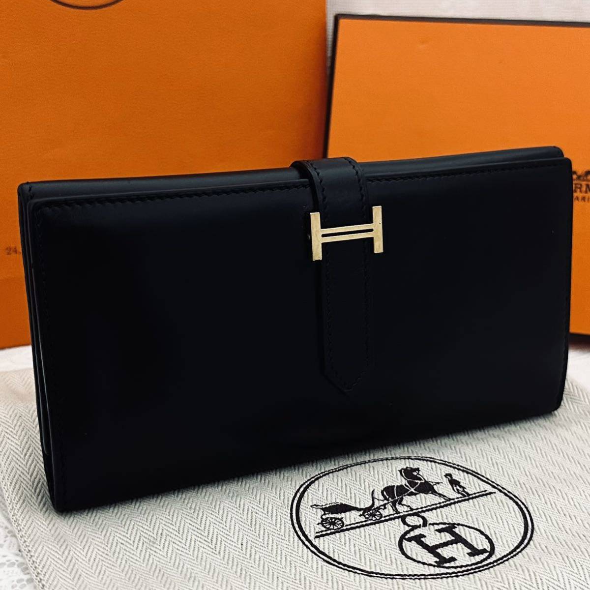 大人気カラー 【美品】HERMES エルメス 長財布 ベアン デュプリ 三