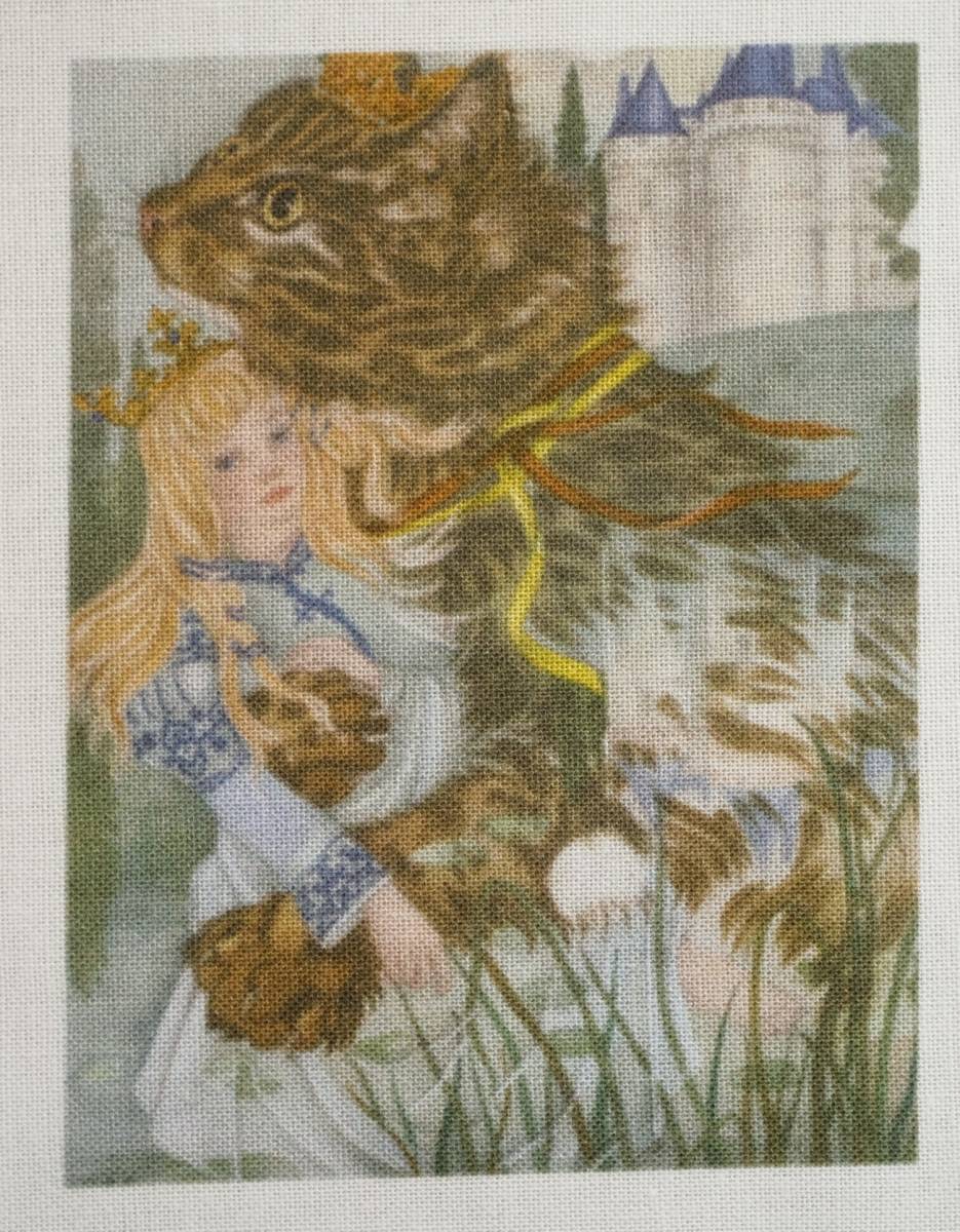 はぎれ　アドリエンヌ・セギュール　猫　10×7.5　小　ミニ　コットン　プリント生地　イギリス　_画像1