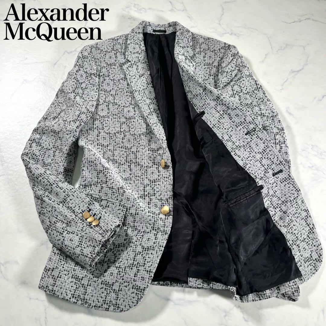 良品　Alexander McQueen　アレキサンダーマックィーン 金ボタン　フラワーレース　テーラードジャケット