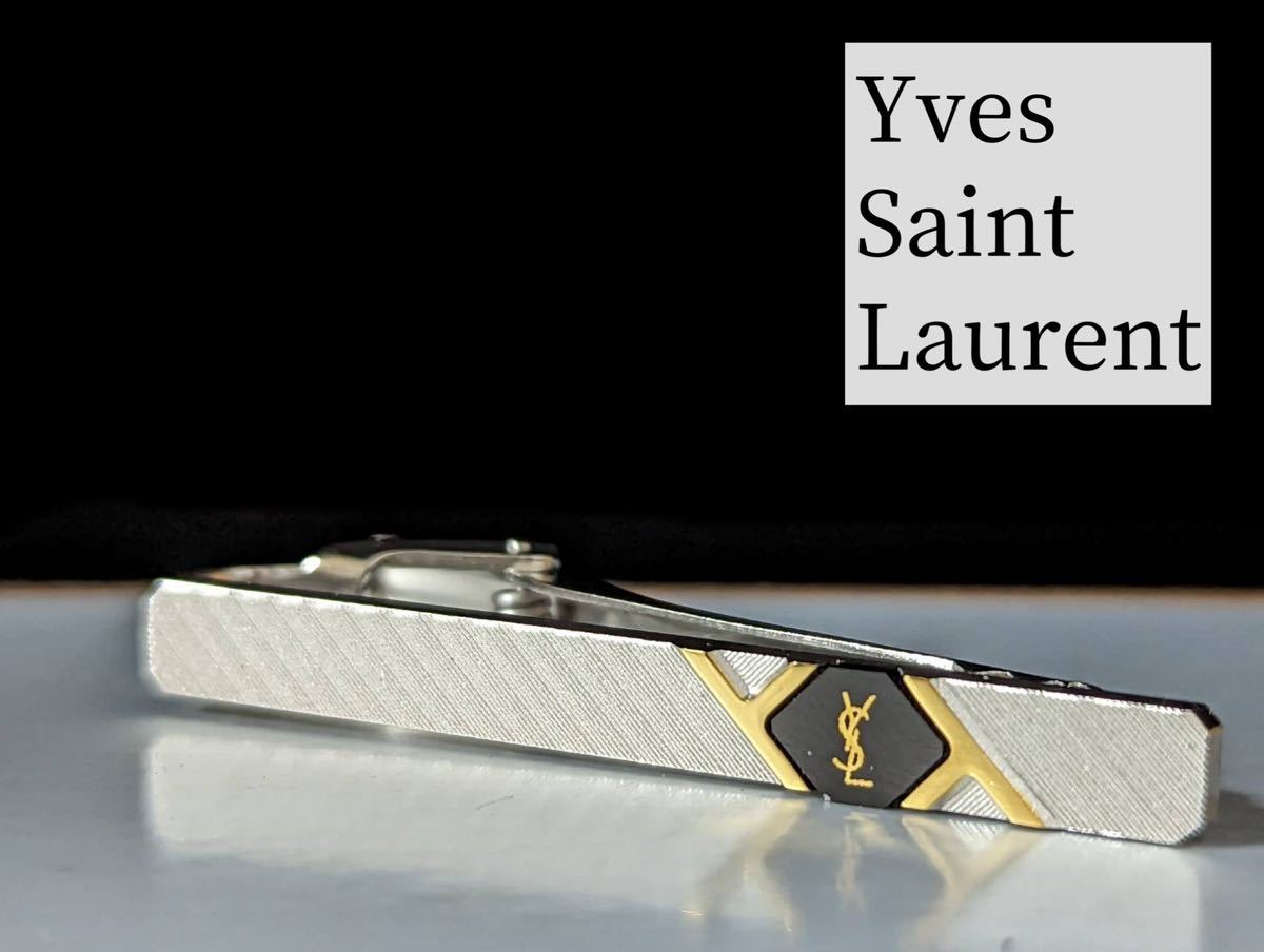 ◆Yves Saint Laurent ネクタイピン　オニキス　No.728_画像1