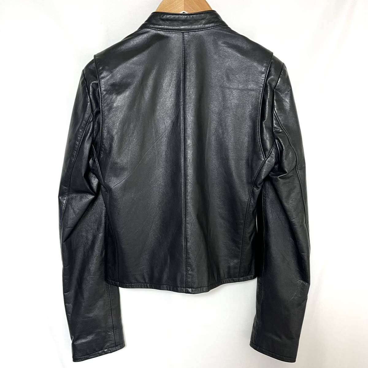 LITHIUM FEMME リチウムファム カウレザー シングル ライダース ジャケット ブルゾン 本革 牛革 レディース ブラック 黒色 38 S M