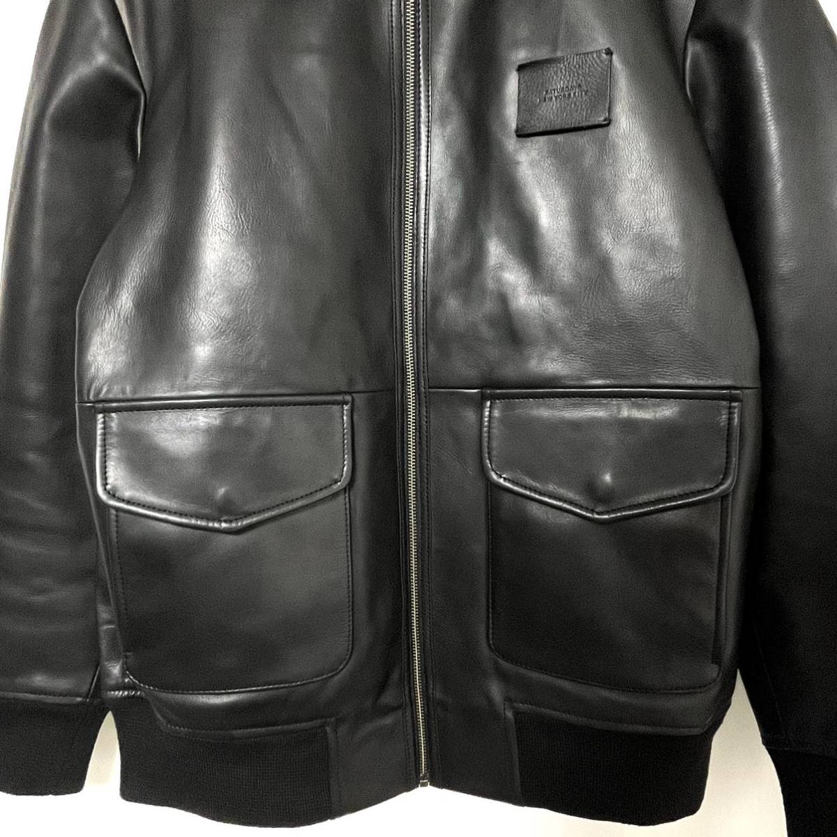 20AW Saturdays NYC サタデーズ ニューヨークシティ Tunstall Leather Jacket レザー ボア ライダース  ジャケット 牛革 メンズ ブラック　L