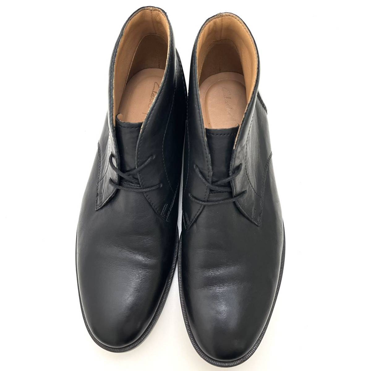 Clarks クラークス Glide Chukka グライドチャッカ レザー 本革 靴 チャッカブーツ ブーツ 41 25.5cm ブラック 黒