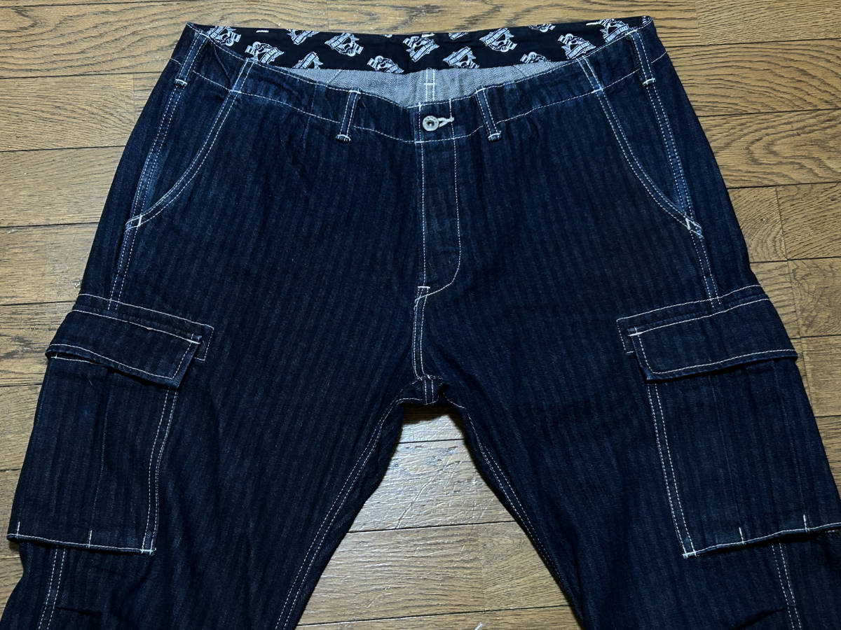 ※桃太郎ジーンズ MOMOTAROJEANS 出陣 01-037 ヘリンボーン カーゴ デニムパンツ 日本製 濃紺 大きいサイズ 38 　　　 BJBC.I_画像5