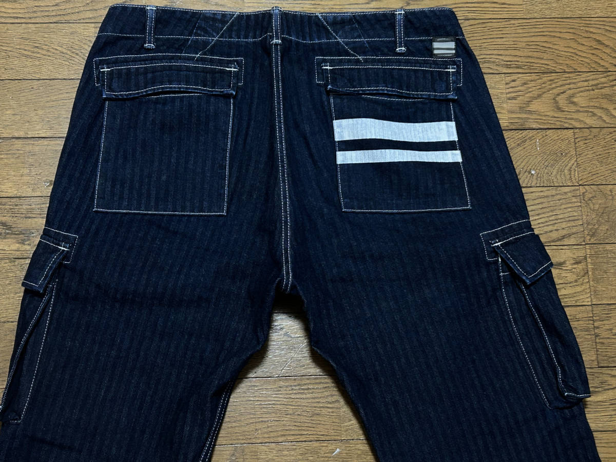 ※桃太郎ジーンズ MOMOTAROJEANS 出陣 01-037 ヘリンボーン カーゴ デニムパンツ 日本製 濃紺 大きいサイズ 38 　　　 BJBC.I_画像3