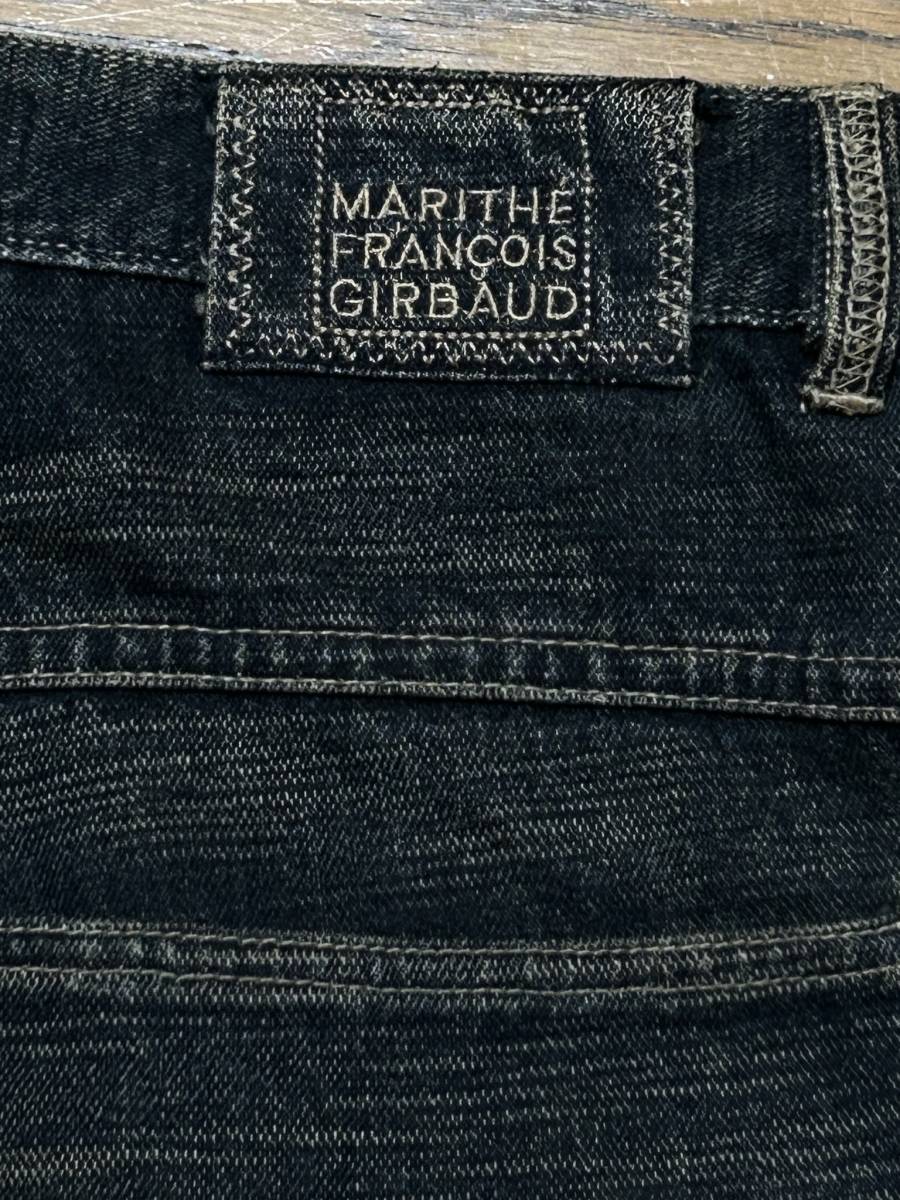 *MARITHE FRANCOIS GIRBAUD Мали te franc sowa Jill bo- Logo краска широкий Denim не кромка прямой мака o производства индиго большой размер 36 BJBC.I