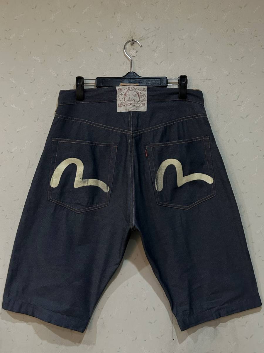 ※EVISU エヴィス エビス LOT 2001 カモメペイント ハーフ ショート パンツ 日本製 ネイビー 32 　　　　　 BJBC.I