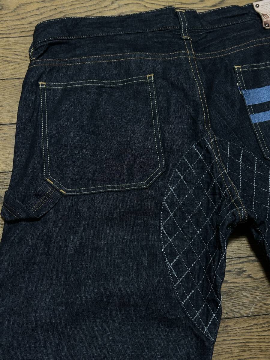 ※桃太郎ジーンズ MOMOTAROJEANS 出陣 P128EN ダイヤキルト ハーフ ショート ペインター デニムパンツ 日本製 大きいサイズ 36 BJBC.I_画像4