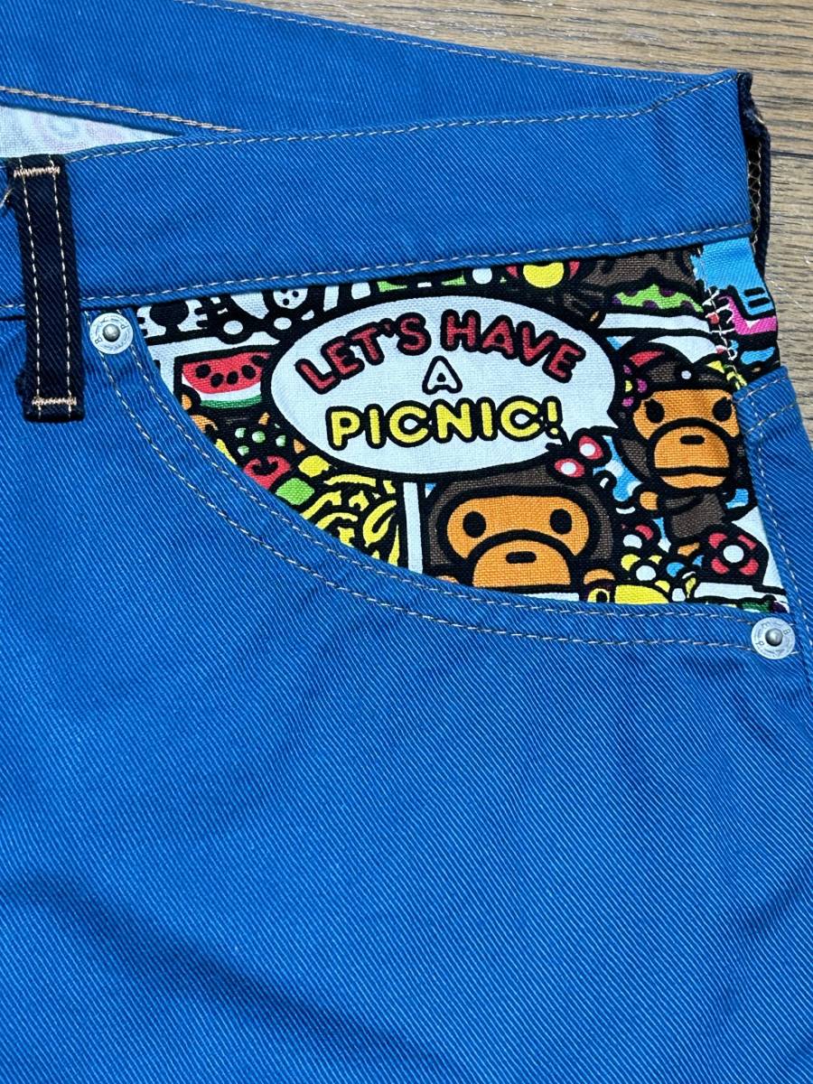 * A Bathing Ape A BATHING APE Mylo switch half Short color Denim pants blue XL BJBC.I