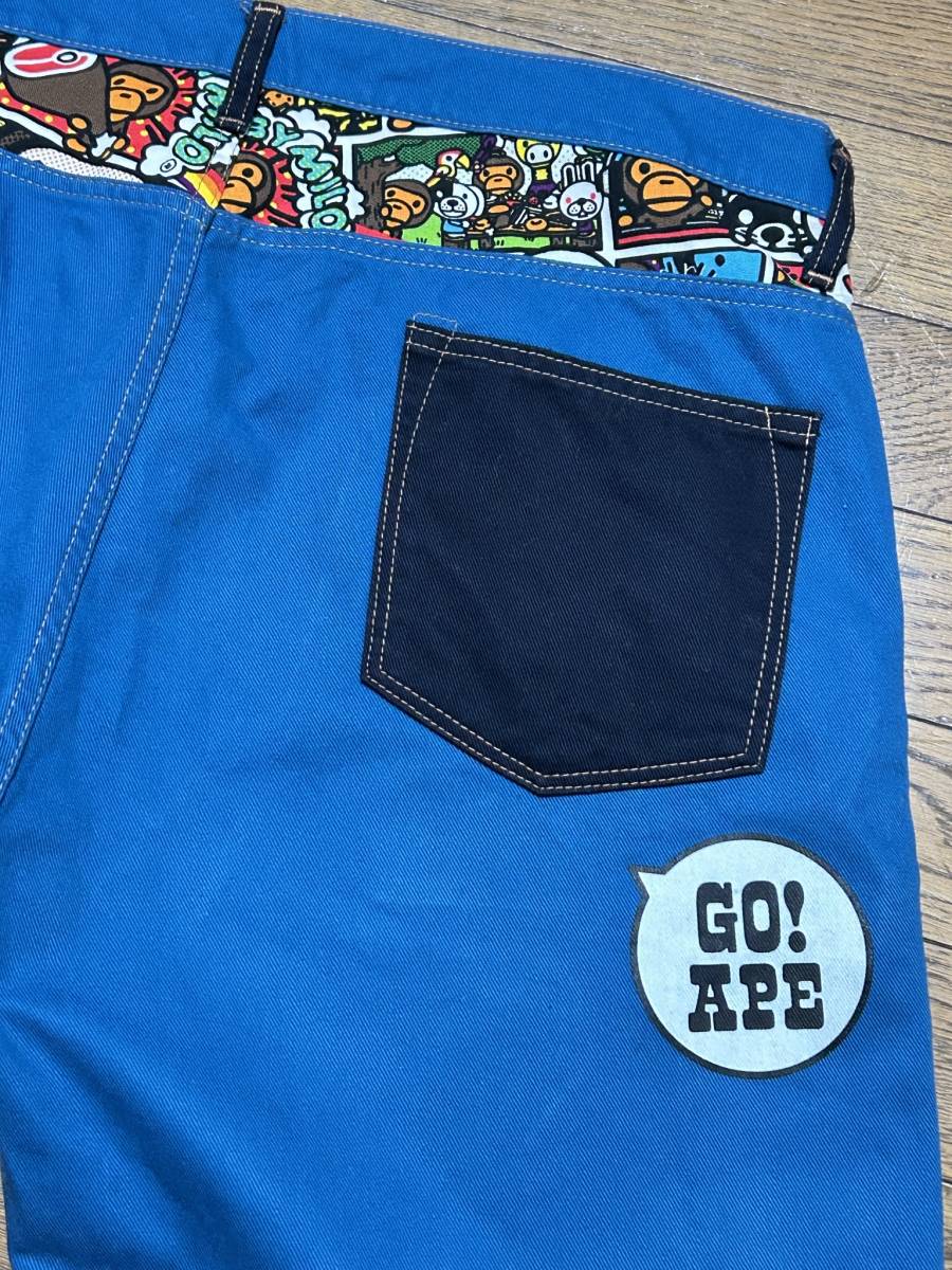 * A Bathing Ape A BATHING APE Mylo switch half Short color Denim pants blue XL BJBC.I