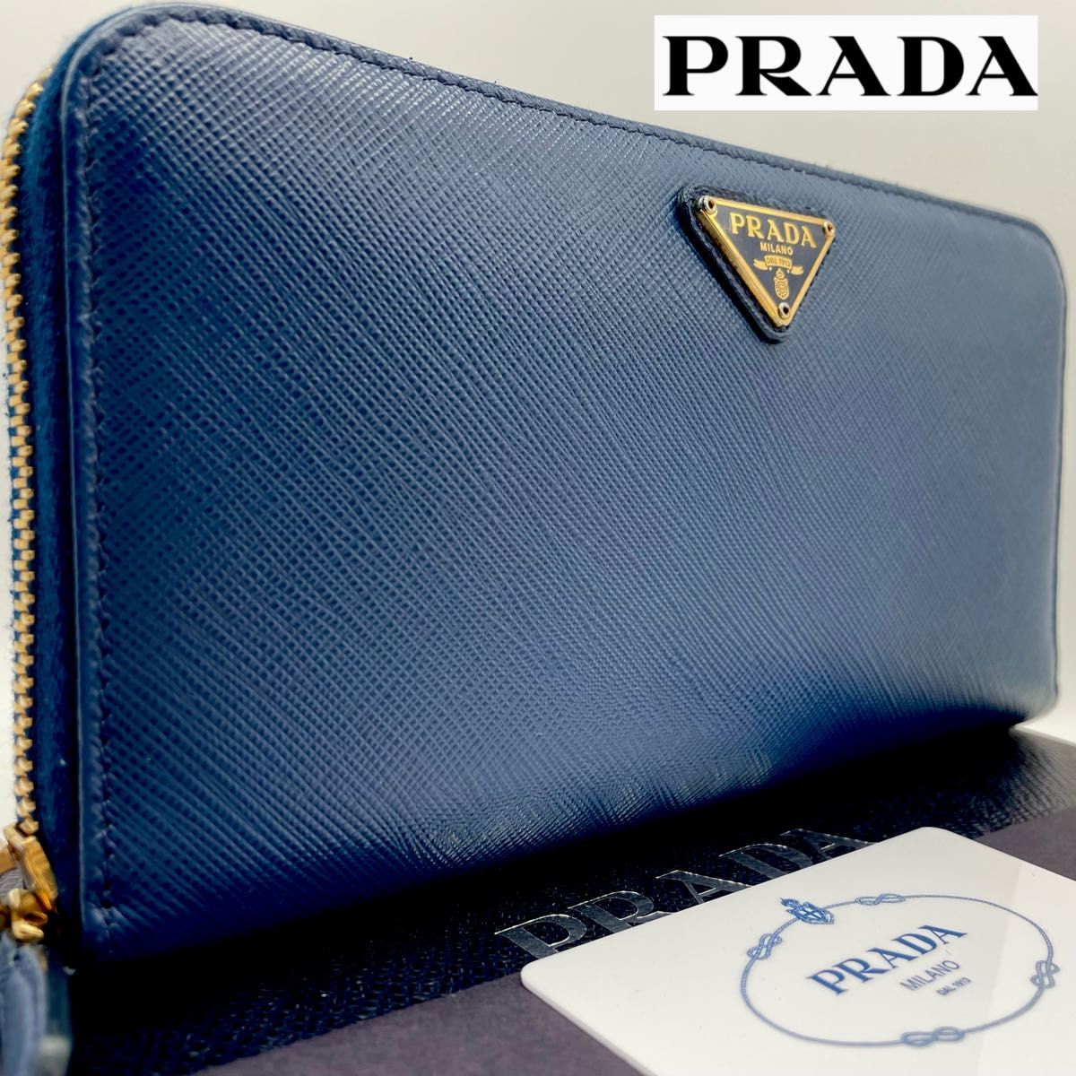 極美品 PRADA プラダ 付属品完備 トライアングル サフィアーノ レザー