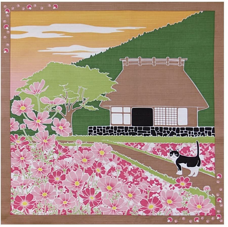  small furoshiki .... stylish 50x50cm Tama. . walk autumn Sakura 9 month cat tapestry made in Japan cat pohs Point ..