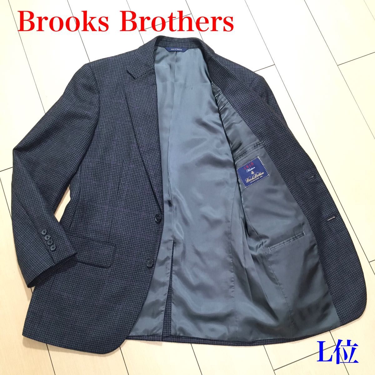 極美品★ブルックスブラザーズ テーラードジャケット Brooks Brothers 千鳥格子調 グレー系 秋冬 L位 A873