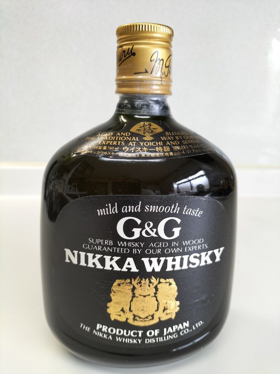 未開栓】 古酒 終売 ニッカ ウヰスキー G＆G 黒瓶 金キャップ 容量