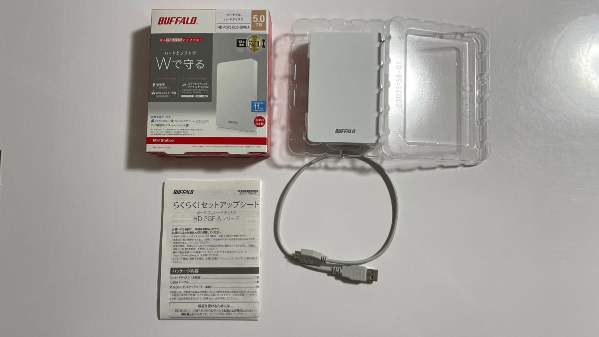 バッファロー BUFFALO USB3 1(Gen 1) ポータブルHDD 5TB ホワイト HD