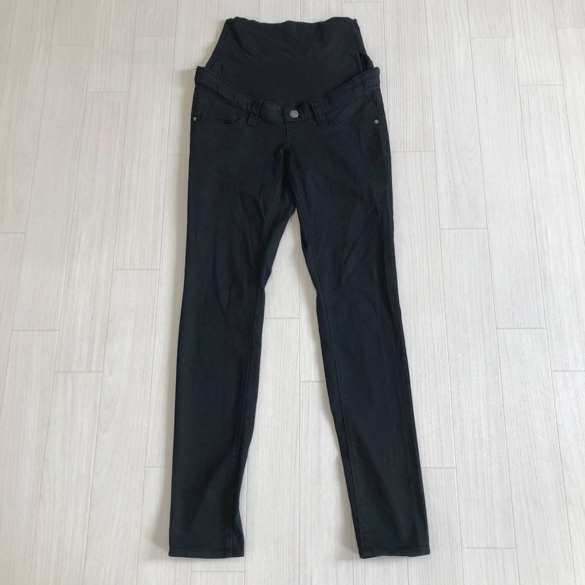 AS1154 lady's bottoms skinny pants maternity long height S size black black plain cotton cotton casual all-purpose all season 