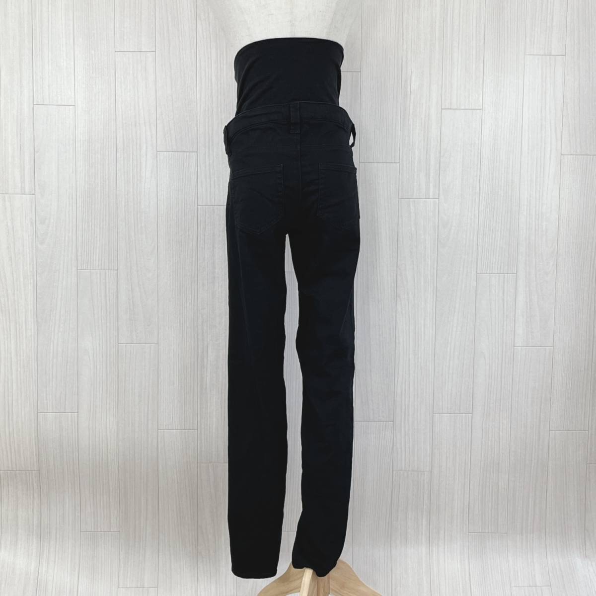 AS1154 lady's bottoms skinny pants maternity long height S size black black plain cotton cotton casual all-purpose all season 