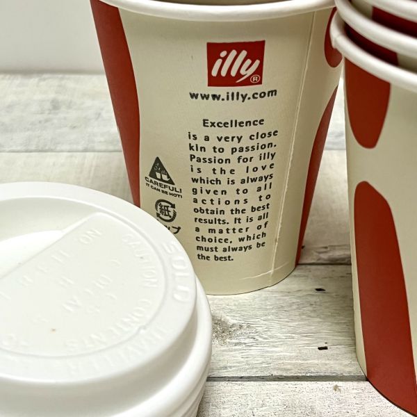 illy イリー　ペーパーカップ蓋付　紙コップ10個　イタリア検）海外紙もの かみものアンティーク輸入雑貨　文具　ラッピング_画像2