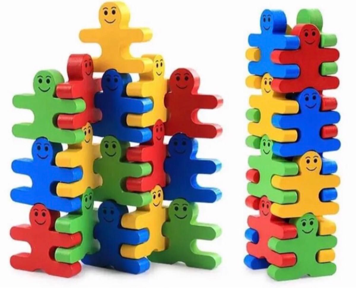 人型パズル　ブロック　カラフル　木製　積み木　木製　知育玩具