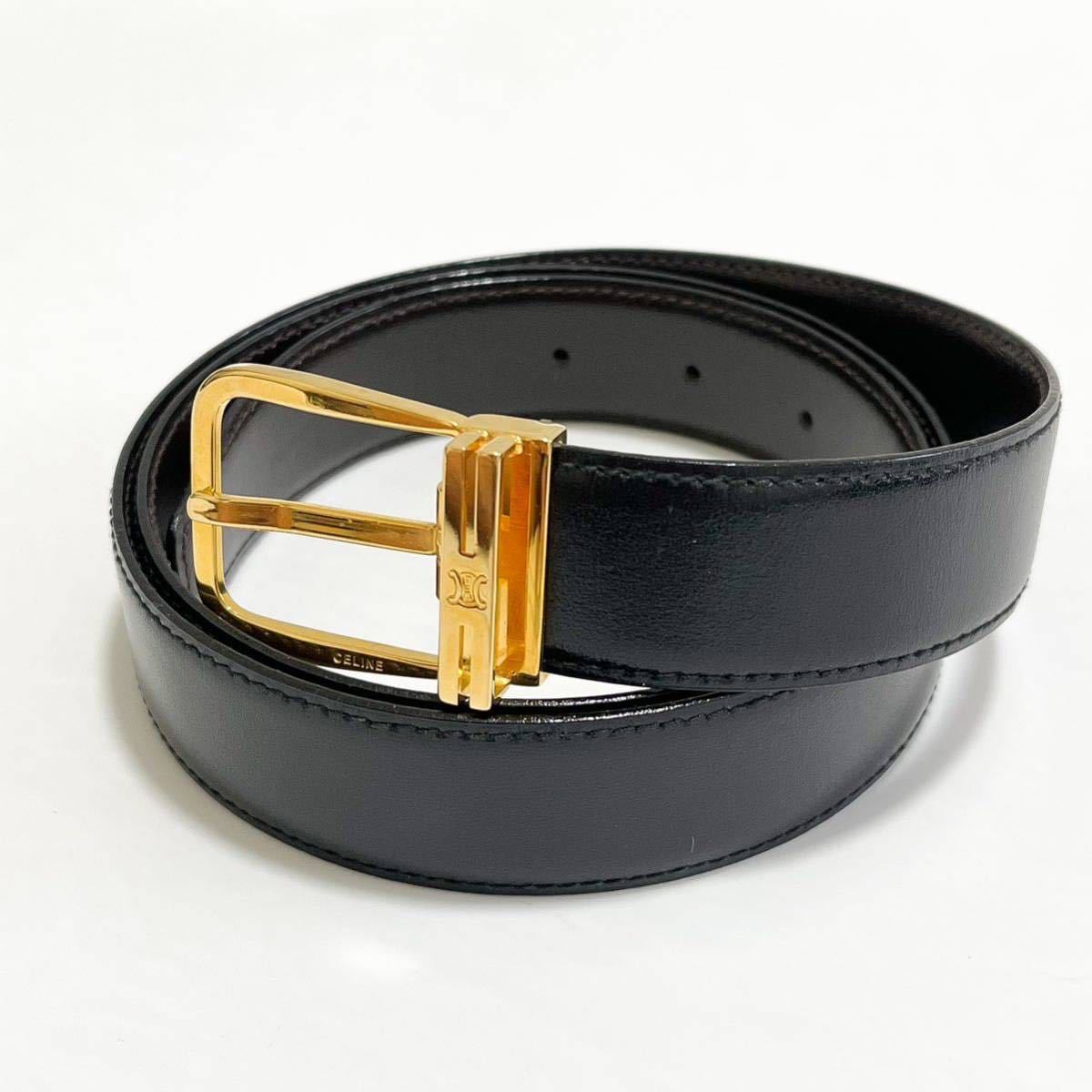 1円□美品□ CELINE セリーヌトリオンフマカダムレザーベルトメンズ
