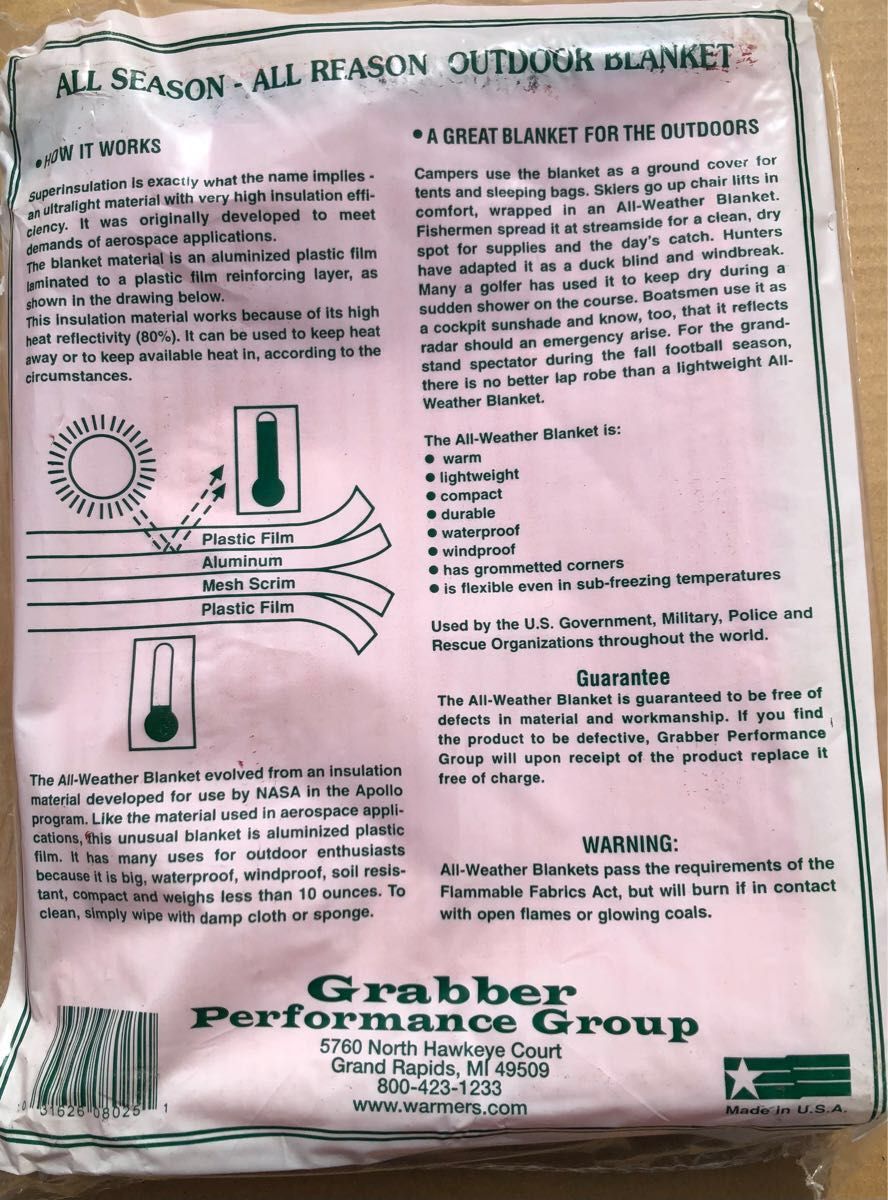 新品未使用 オールウェザーブランケット grabber社 グラバー 新品未使用 オールウェザーブランケット grabber社 グラバー