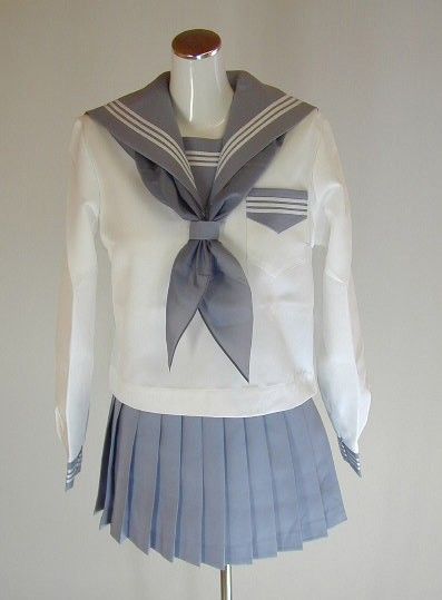 冬クリームセーラー服セット　グレー襟（本格的）175cm やや大きいサイズ　セーラー服