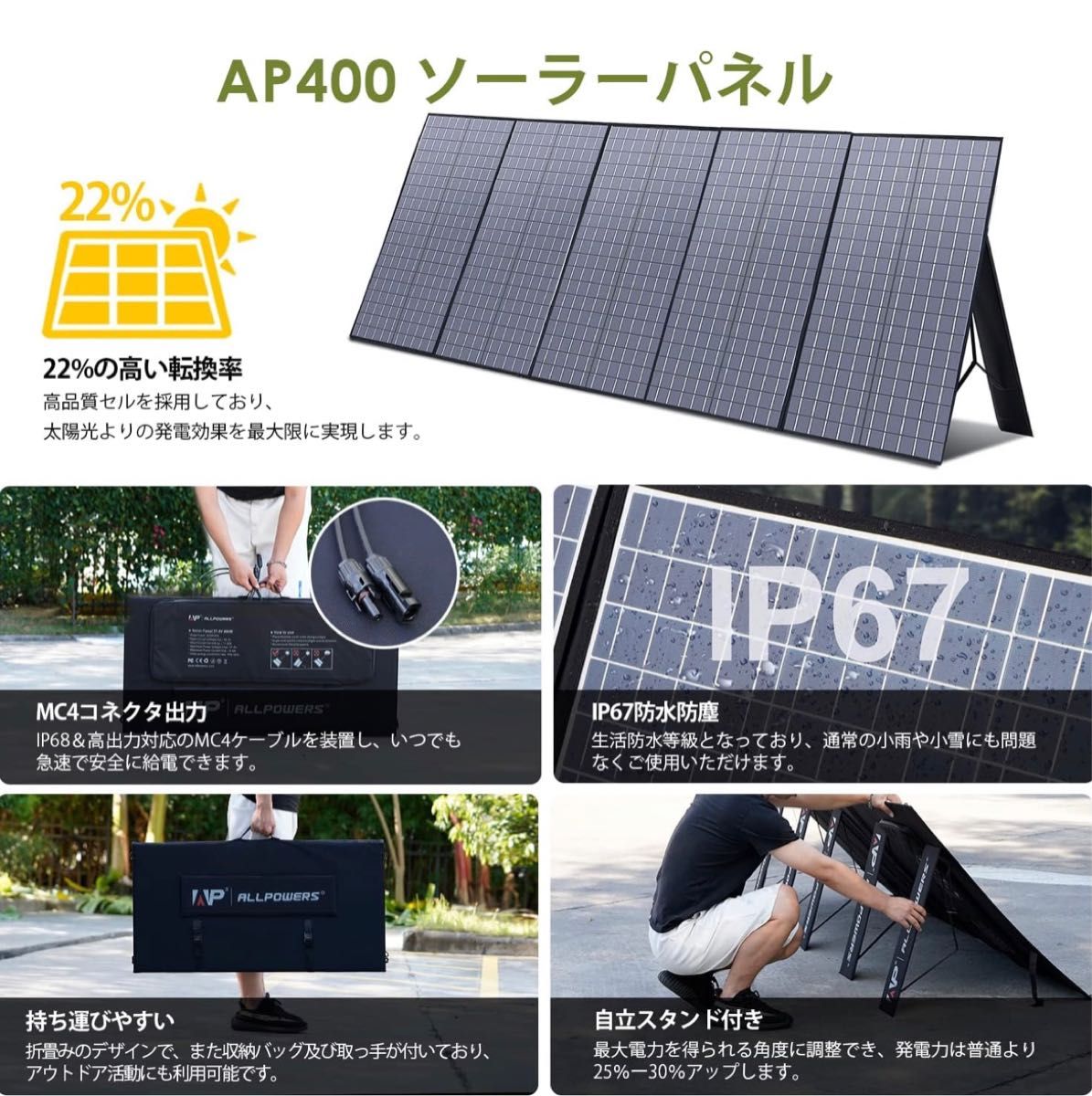 ALLPOWERS AP400 ソーラーパネル 400W 週末セール