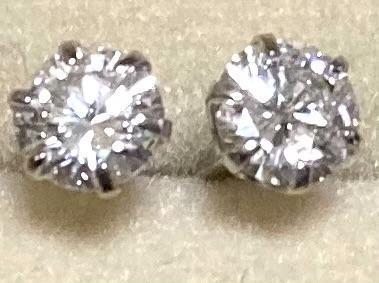 訳あり 新品 PT天然ダイヤモンドピアス 計1.0ct 中央宝石研究所