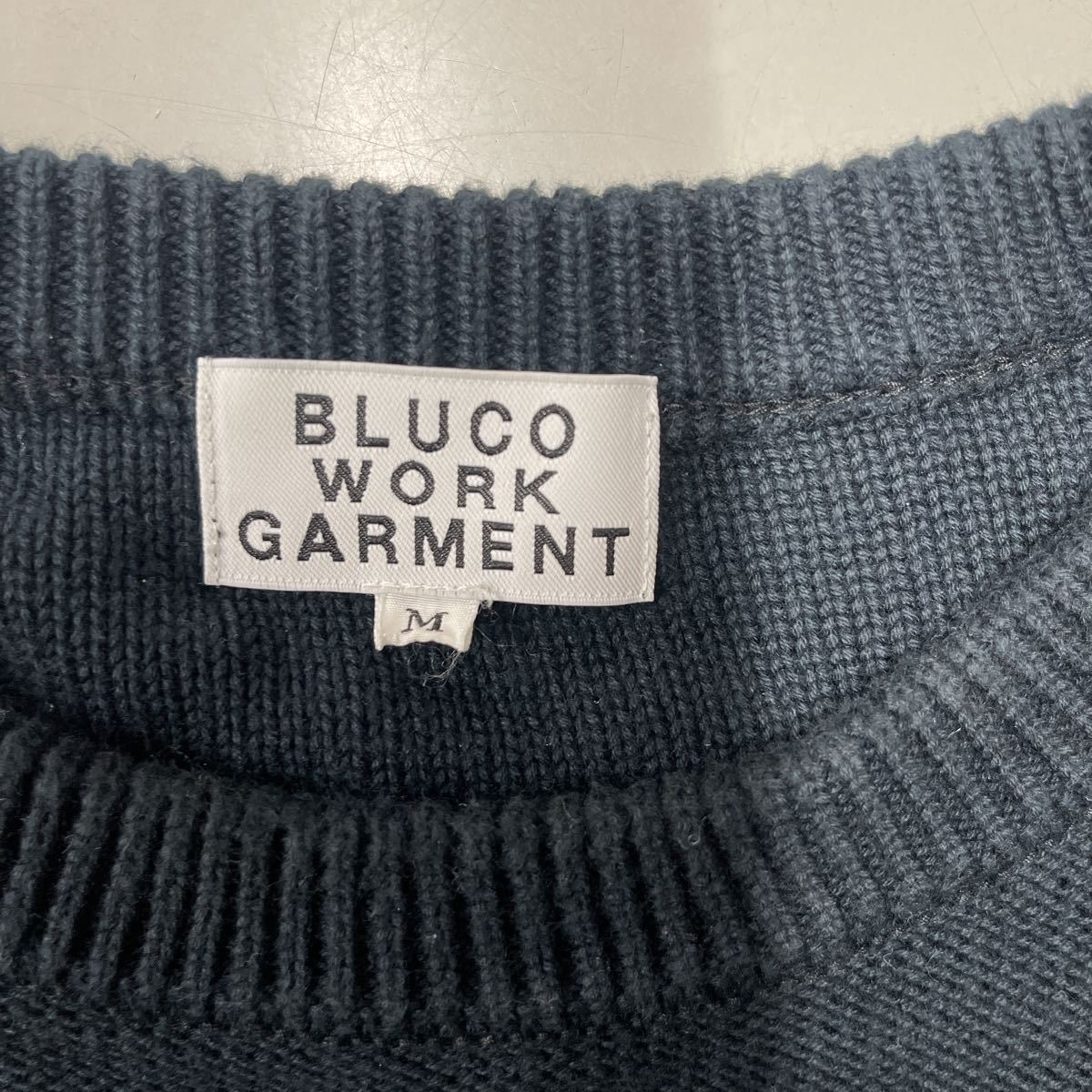 BLUCO WORK GARMENT ブルコ ワーク ガーメント ブラック Mサイズ 綿100% ニット セーター 黒 日本製MADE IN JAPAN 長袖 ファイヤーパターン_画像2