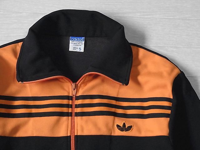  Descente производства adidas грузовик tops жакет SIZE:5 цвет : чёрный orange Adidas джерси запад Германия OLD 70s~80s