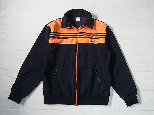  Descente производства adidas грузовик tops жакет SIZE:5 цвет : чёрный orange Adidas джерси запад Германия OLD 70s~80s