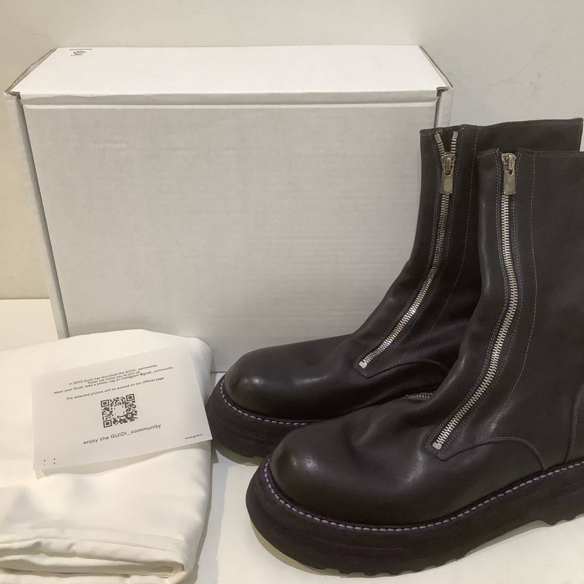 GUIDI グイディ 525V HORSE FULL GRAIN ホースフルグレイン フロントジップブーツ ブラック 624020_画像1