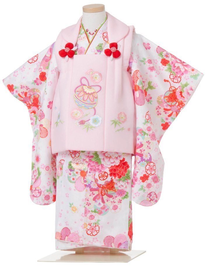 * кимоно Town * "Семь, пять, три" кимоно 3 лет . ткань комплект девочка Kyoto цветок .. колокольчик 4 белый. кимоно розовый. . ткань пальто вышивка ввод Sakura полный комплект hifuset-00062