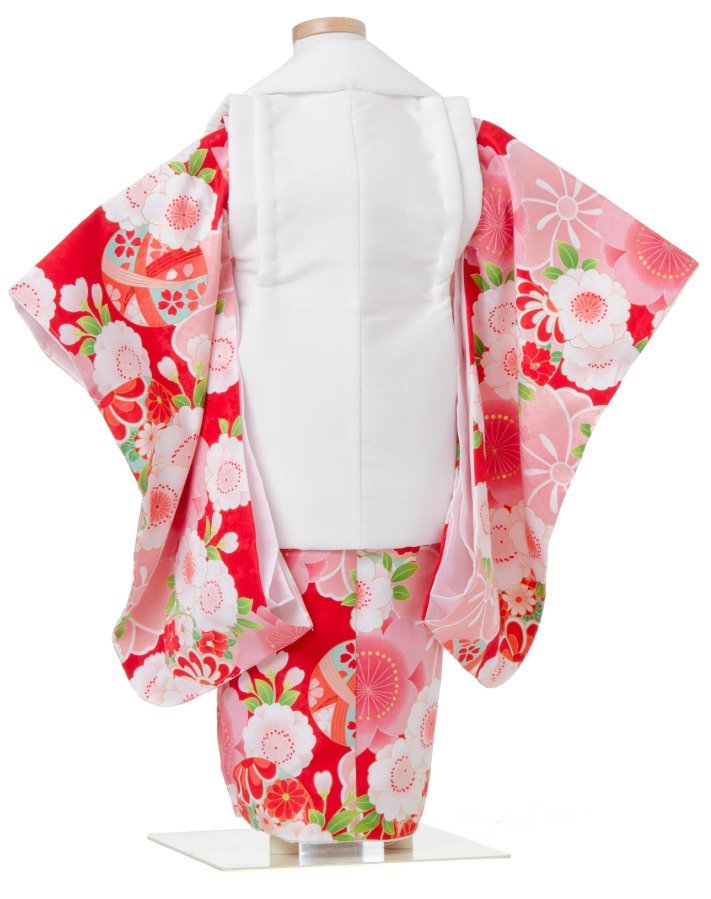 * кимоно Town * "Семь, пять, три" 753 кимоно 3 лет . ткань комплект девочка Kyoto цветок ....1 красный цвет. кимоно белый цвет. . ткань пальто вышивка ввод hifuset-00088