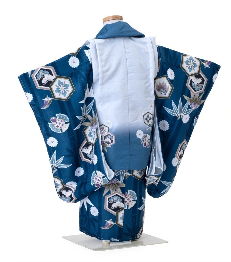 * kimono Town * The Seven-Five-Three Festival kimono 3 -years old . cloth set man Kyoto flower ... hawk bamboo blue blue . cloth coat embroidery full set hifuset-00012