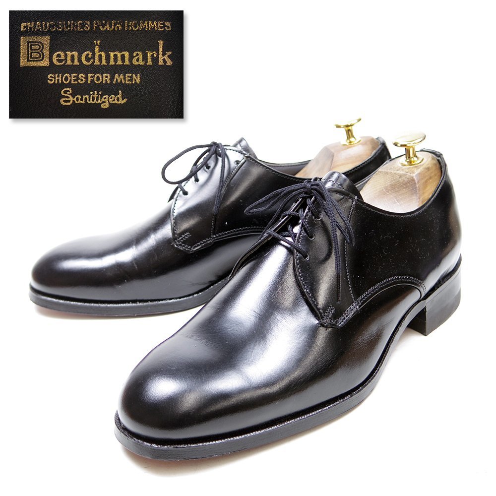 美品　7-1/2表記　25.5cm相当　Benchmark ベンチマーク プレーントゥドレスシューズ　革靴　レザー　ブラック　黒　/U9167